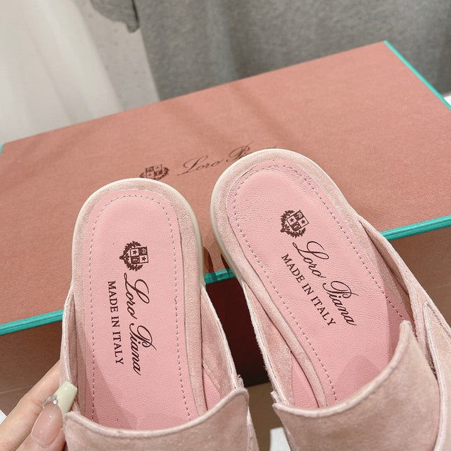 LP CHARMS WALK BABOUCHE LOAFERS PASTEL PINK SUEDE