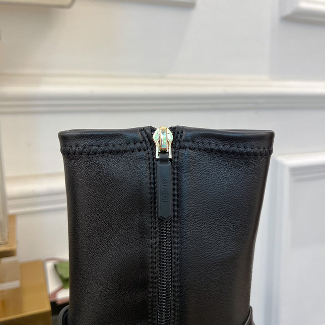 GG HORSEBIT ANKLE BOOTS IN BLACK SHEEPSKIN