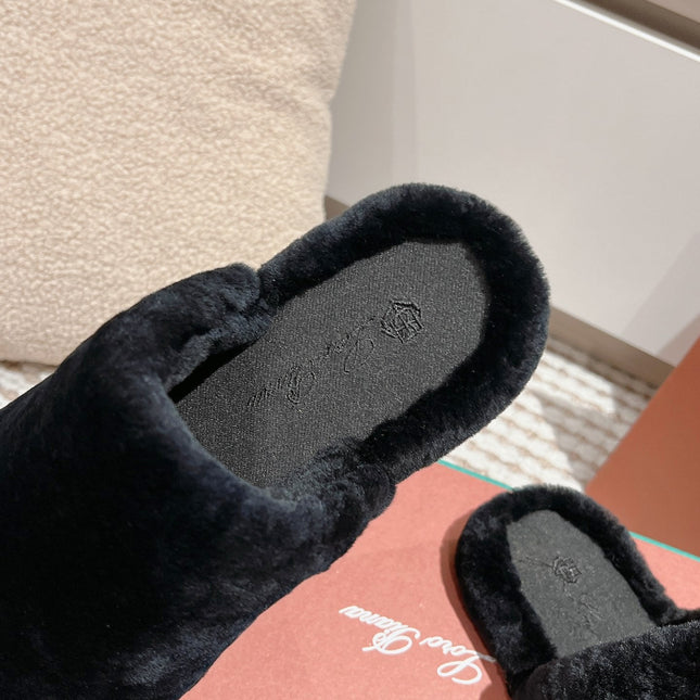 LP NATURAL WINTERCOZY WOOL BLACK SLIPPERS