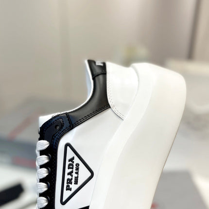 PRA DOWNTOWN THICK-SOLE SNEAKERS BLACK AND WHITE CALFSKIN
