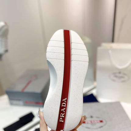 PRA DOWNTOWN THICK-SOLE SNEAKERS WHITE CALFSKIN