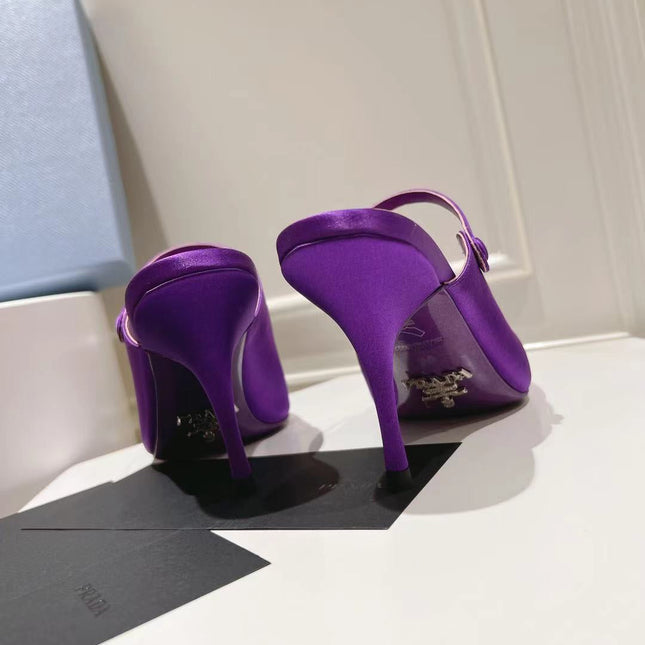 PRA HIGH-HEELED MULES VIOLET SATIN