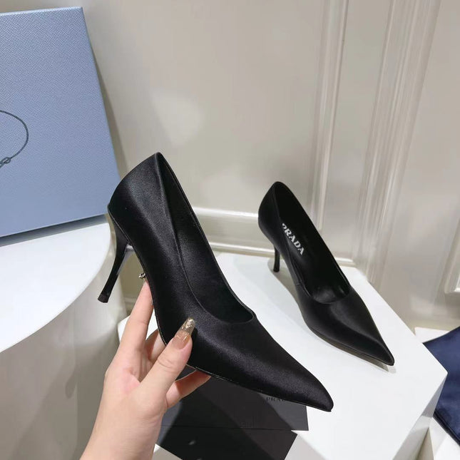 PRA BASIC HIGH-HEELED BLACK SATIN