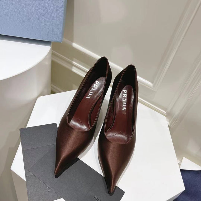 PRA BASIC HIGH-HEELED CHOCOLATE SATIN