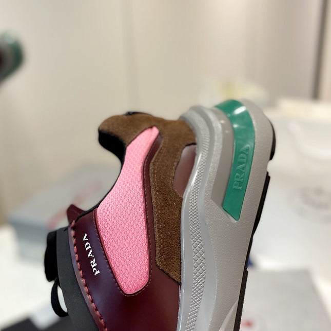 PRA SYSTEME BRUSHED SNEAKERS WINE AND PINK CALFSKIN