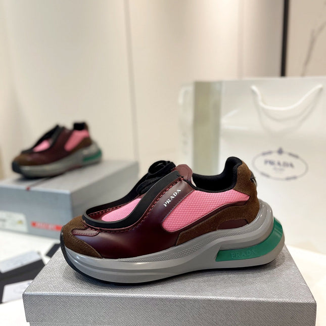 PRA SYSTEME BRUSHED SNEAKERS WINE AND PINK CALFSKIN