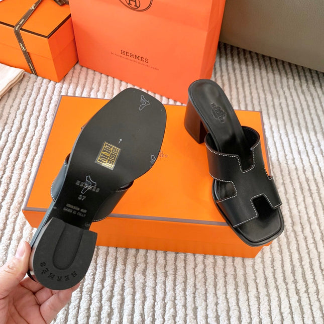 HELIA 60 SANDAL IN BLACK CALFSKIN