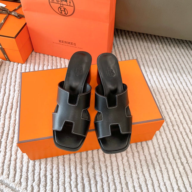 HELIA 60 SANDAL IN BLACK CALFSKIN