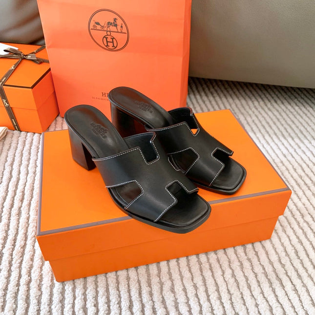 HELIA 60 SANDAL IN BLACK CALFSKIN
