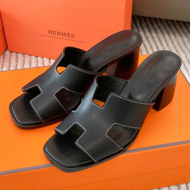 HELIA 60 SANDAL IN BLACK CALFSKIN