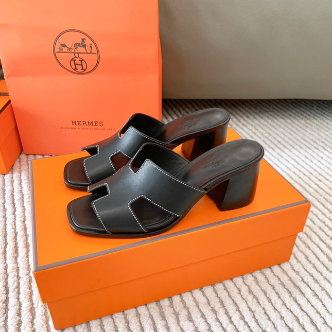 HELIA 60 SANDAL IN BLACK CALFSKIN