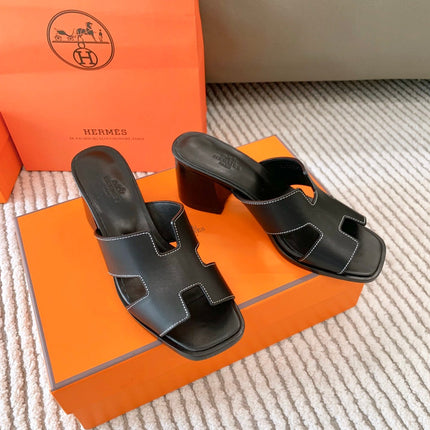 HELIA 60 SANDAL IN BLACK CALFSKIN