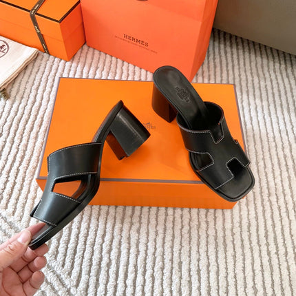 HELIA 60 SANDAL IN BLACK CALFSKIN