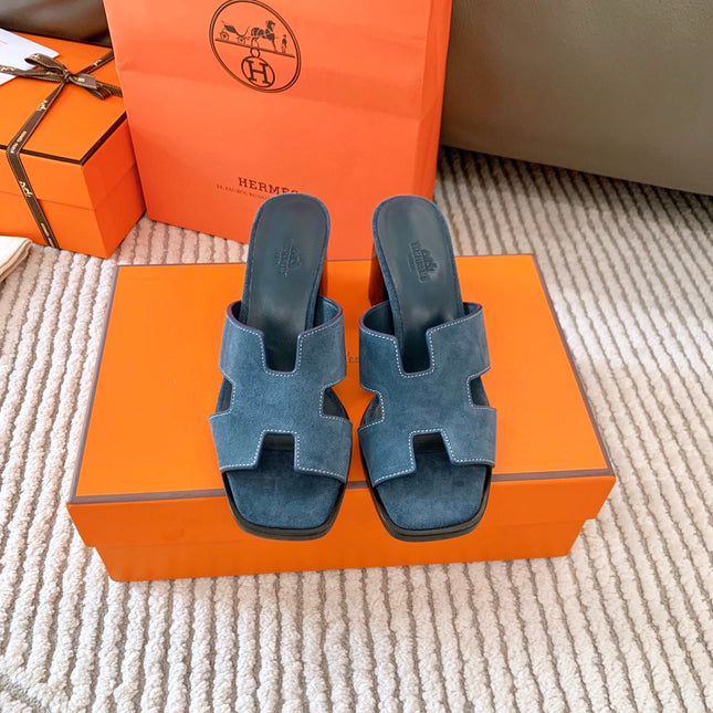 HELIA 60 SANDAL IN STONE BLUE SUEDE