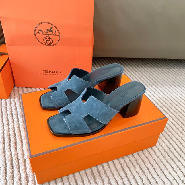 HELIA 60 SANDAL IN STONE BLUE SUEDE