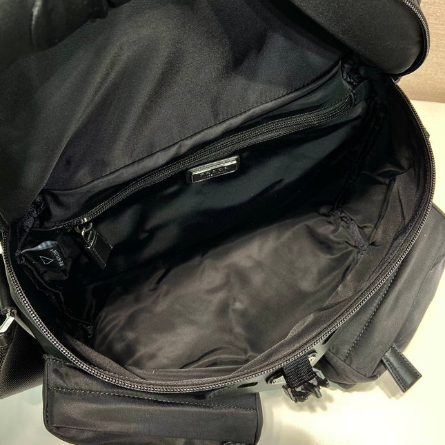 CROSSBODY BAG 29 IN BLACK RE-NYLON AND CALFSKIN TRIM