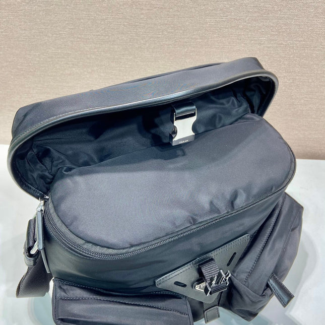 CROSSBODY BAG 29 IN BLACK RE-NYLON AND CALFSKIN TRIM