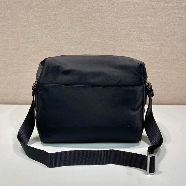 CROSSBODY BAG 29 IN BLACK RE-NYLON AND CALFSKIN TRIM