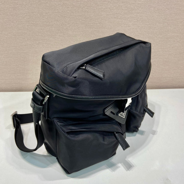 CROSSBODY BAG 29 IN BLACK RE-NYLON AND CALFSKIN TRIM
