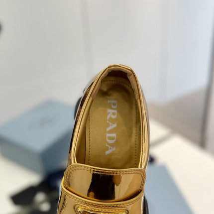 PRA BRUSHED LEATHER MONOLITH LOAFERS METALLIC GOLD