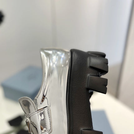 PRA BRUSHED LEATHER MONOLITH LOAFERS SILVER