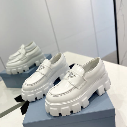 PRA BRUSHED LEATHER MONOLITH LOAFERS WHITE