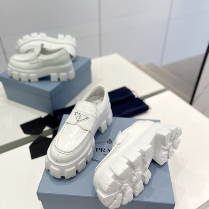 PRA BRUSHED LEATHER MONOLITH LOAFERS WHITE