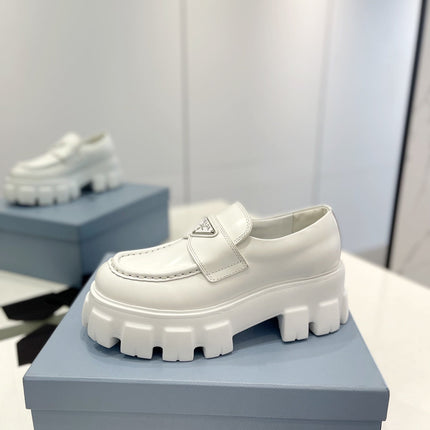 PRA BRUSHED LEATHER MONOLITH LOAFERS WHITE