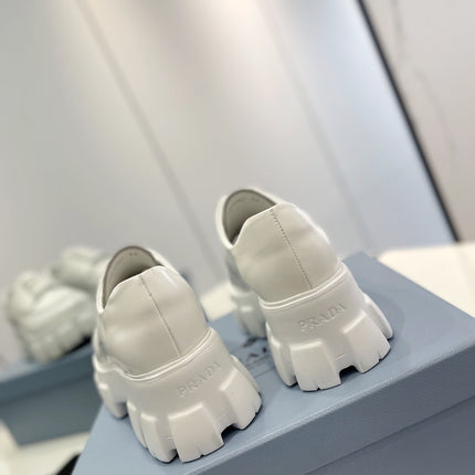 PRA BRUSHED LEATHER MONOLITH LACE-UP LOAFERS WHITE