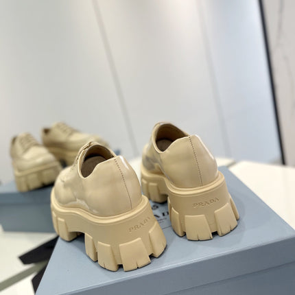 PRA BRUSHED LEATHER MONOLITH LACE-UP LOAFERS BEIGE