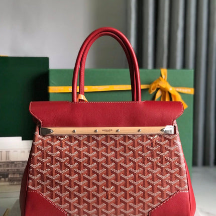 SAIGON SOUPLE BAG 34 IN PERSIAN RED GOYARDINE CANVAS AND CALFSKIN