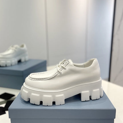 PRA MONOLITH LACE-UP LOAFERS WHITE CALFSKIN