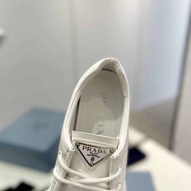 PRA MONOLITH LACE-UP LOAFERS WHITE CALFSKIN