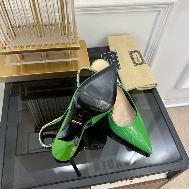 GG SIGNORIA SLINGBACK PUMP EMERALD LAMBSKIN