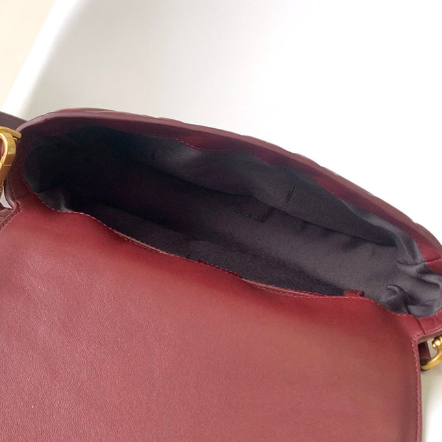 Fend Baguette 27 Bag With FF Motif Burgundy Leather Ghw