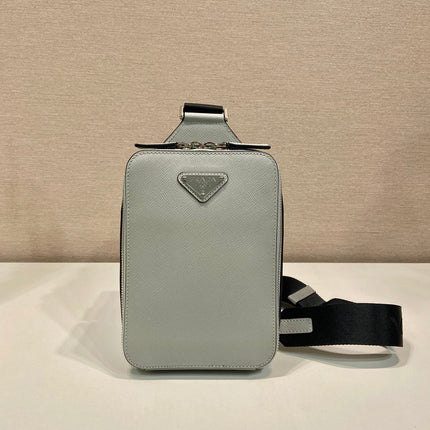 CHEST BAG 20 IN ECHO GRAY SAFFIANO LEATHER
