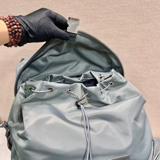 TRIANGLE LOGO BACKPACK 45 IN ASH GRAY RE-NYLON