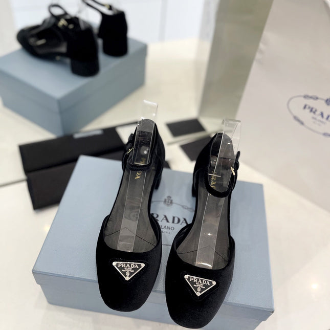 Pra Slingback 40 Square Sole Black Velvet