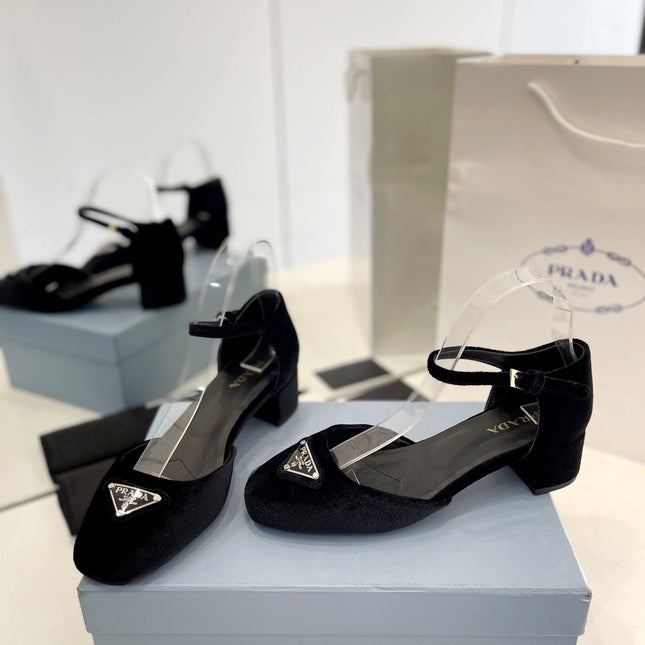 Pra Slingback 40 Square Sole Black Velvet