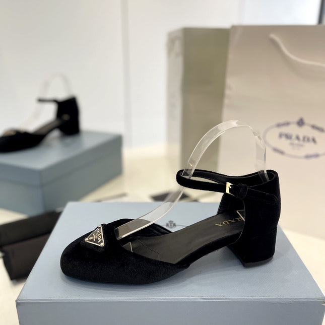 Pra Slingback 40 Square Sole Black Velvet