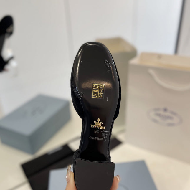 Pra Slingback 40 Square Sole Black Velvet