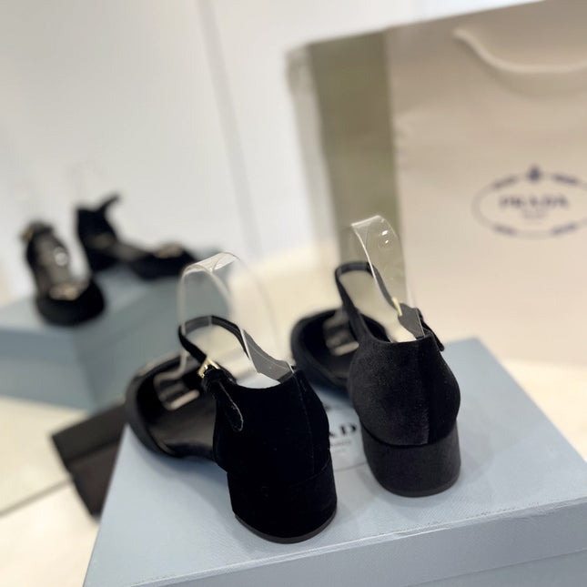 Pra Slingback 40 Square Sole Black Velvet