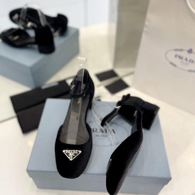 Pra Slingback 40 Square Sole Black Velvet