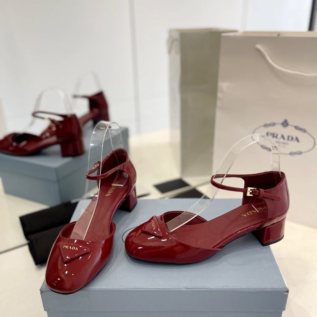 Pra Slingback 40 Square Sole Wine Patent Leather