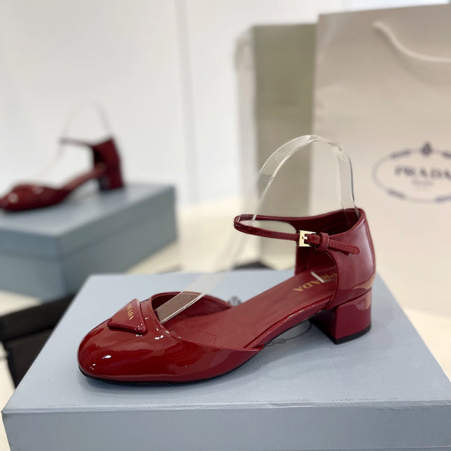 Pra Slingback 40 Square Sole Wine Patent Leather