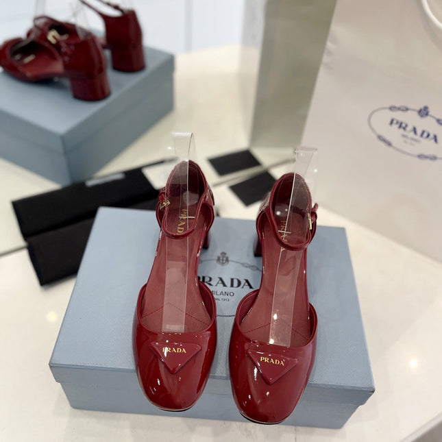 Pra Slingback 40 Square Sole Wine Patent Leather