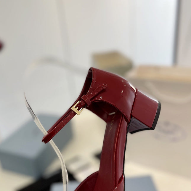 Pra Slingback 40 Square Sole Wine Patent Leather