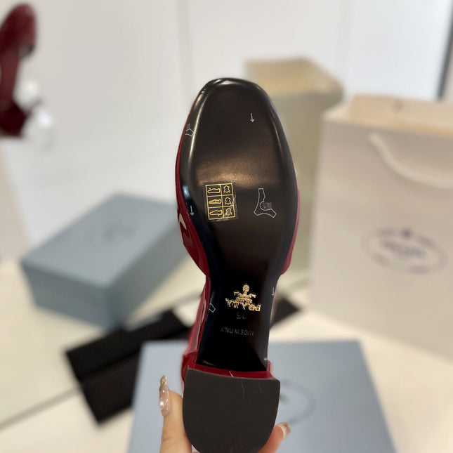 Pra Slingback 40 Square Sole Wine Patent Leather