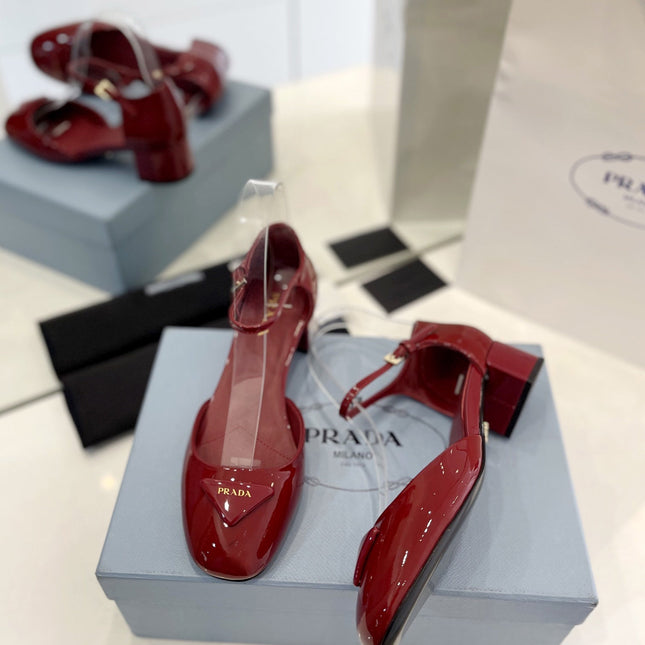 Pra Slingback 40 Square Sole Wine Patent Leather