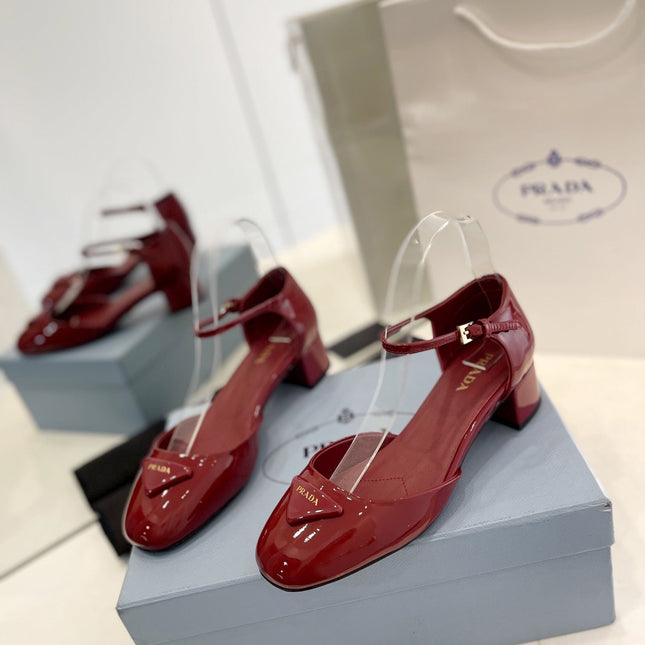 Pra Slingback 40 Square Sole Wine Patent Leather